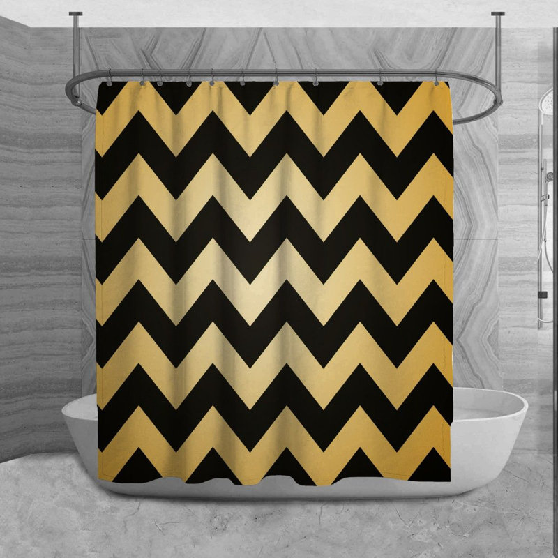 Motif de rideau de douche à motif de chevrons noir, H 93 po x l 70 po