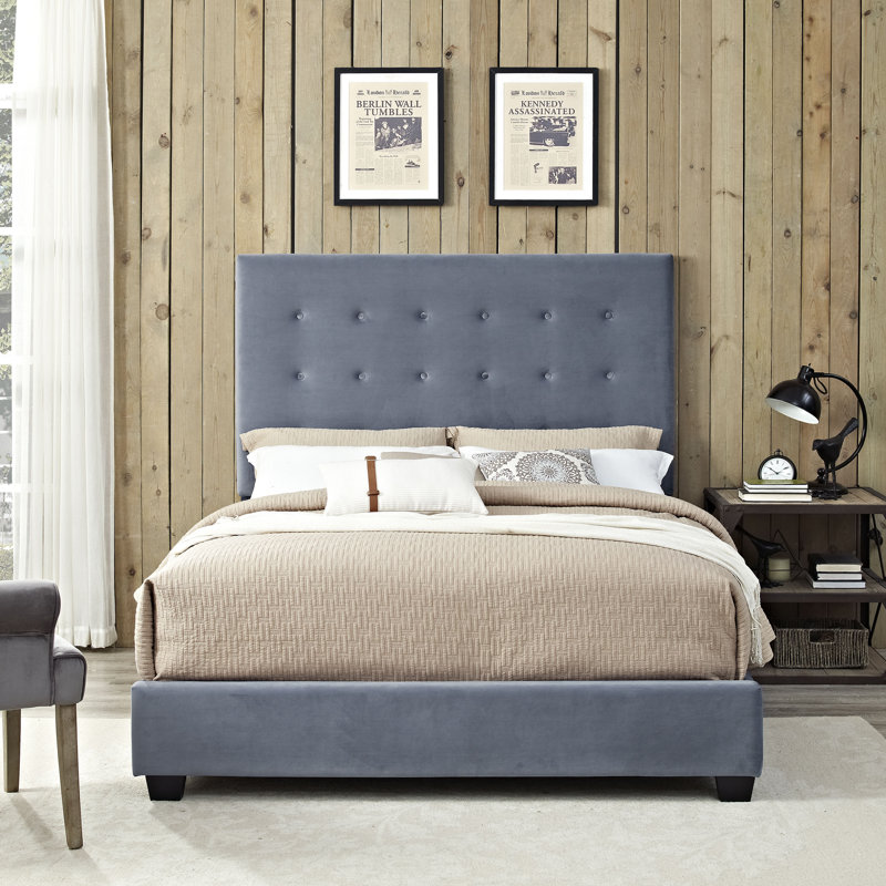 Benedict Upholstered Wingback Bed, Cornflower, King