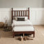 Lit plateforme en bois avec tête de lit en forme de gourde, style rétro et support en lattes de bois robuste pour un sommeil confortable-296889878-286831145