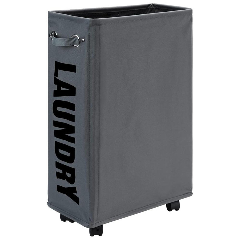 25-Inches Slim Laundry Basket On Wheels, Collapsible Rolling Laundry Hamper, Foldable Narrow Corner Clothes Storage Bins
