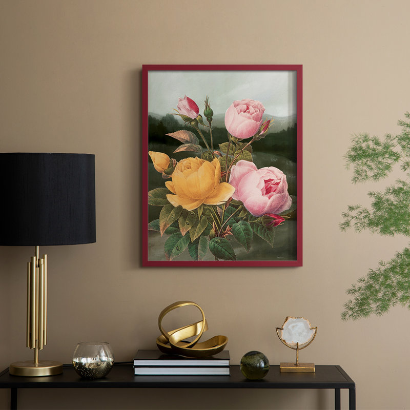 «Botanical Landscape II», reproduction encadrée - bois massif, H 15 po x l 12 po, Rouge