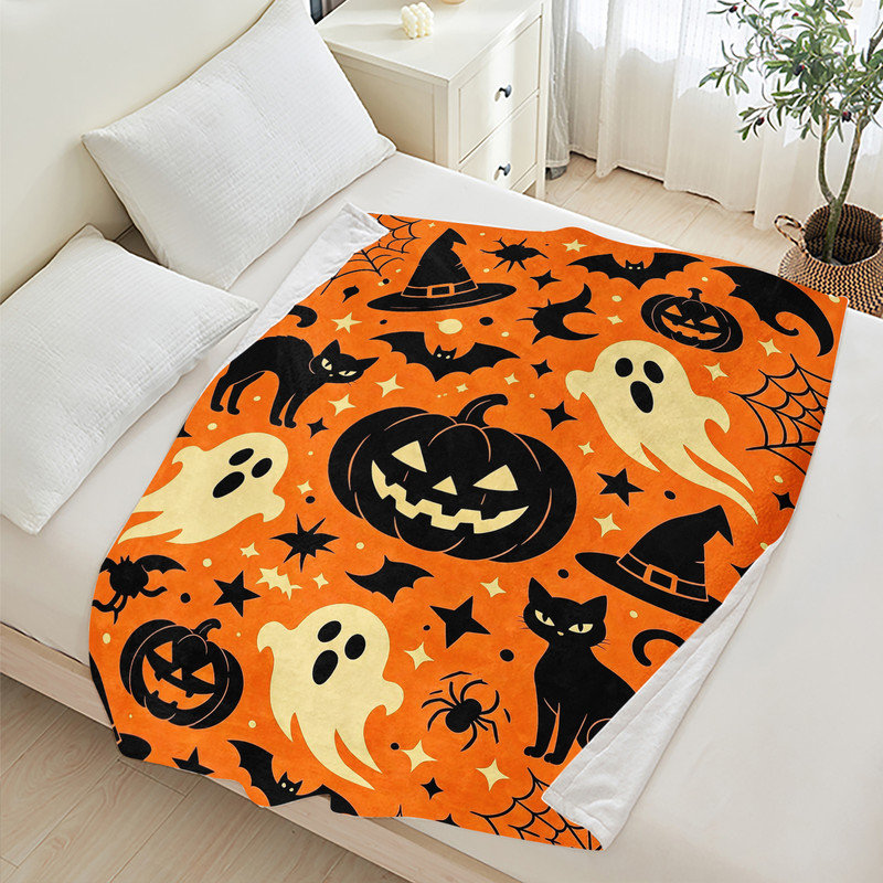 Jeté en flanelle JYK, Feuilles d'érable multicolores