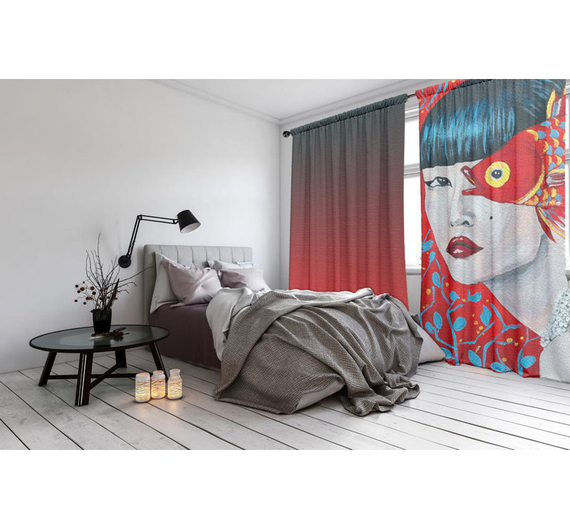 Bensky Fish Slot Top Blackout Sliding Panel Curtains, Width 147 x Drop 300cm