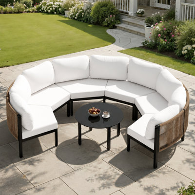 Ensemble de conversation pour patio pour 6 personnes en aluminium avec table