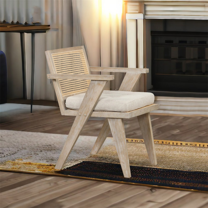 Fauteuil large 17,3 po Avihay, Bois, 100 % lin gris