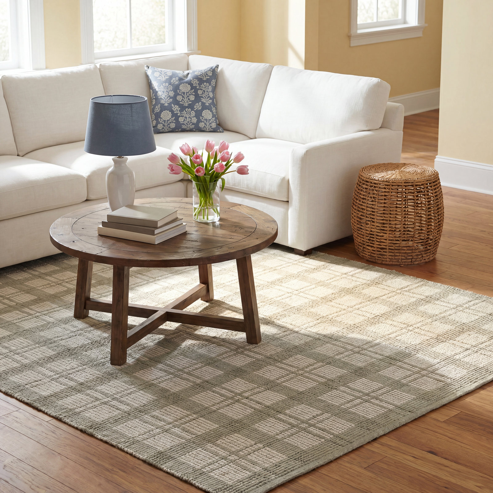 Ryder Sage / Ivory Area Rug, Rectangle 9'3" x 13'