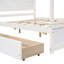 Lit à baldaquin avec compartiments de rangement supplémentaires, aucun sommier nécessaire, blanc brossé, lit double l 79,5 po x l 56,9 po, finition blanche, bois massif et 2 tiroirs pour la chambre à coucher