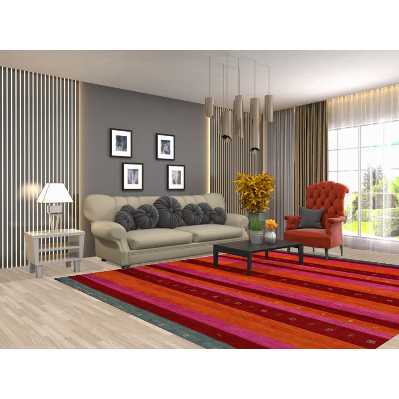 Tapis indien rayé Gabbeh 8 x 10