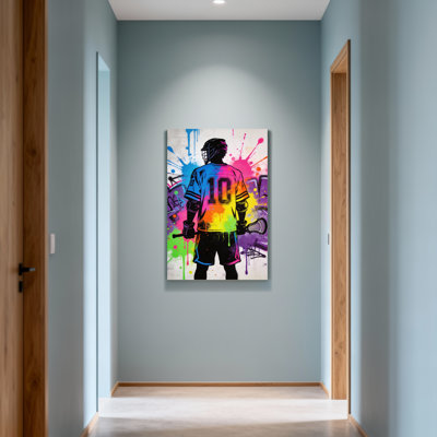 Abstract Colorful Lacrosse Player With Number Ten