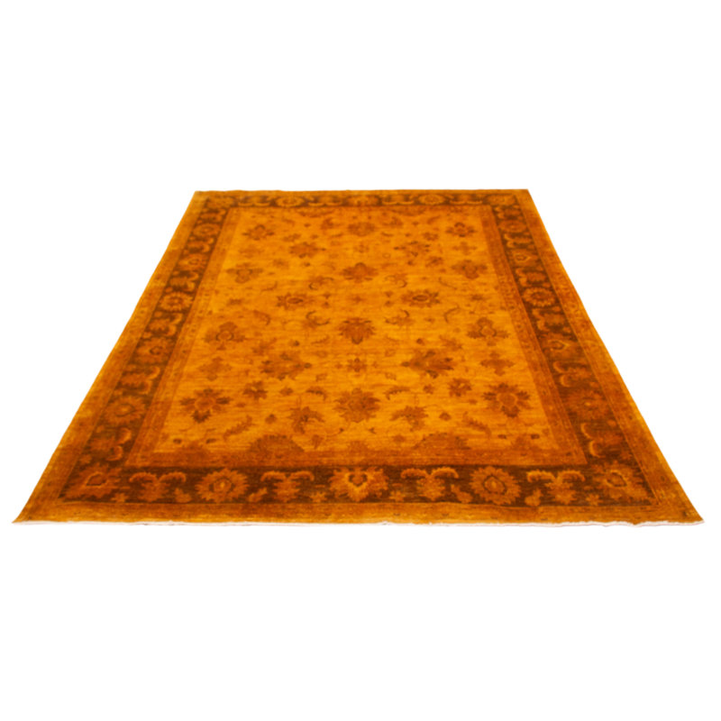Tapis orange clair en laine noué à la main de conception unique 9 pi 1 po x 11 pi 8 po