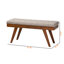 Banc de salle à manger rembourré en bois gris clair Ismail H 17,57 po x l 41,18 po x P 15,14 po Ismail