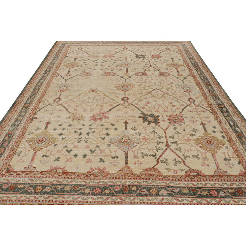 Oushak Hand Knotted Geometric Area Rug, Rectangle 8' x 10'
