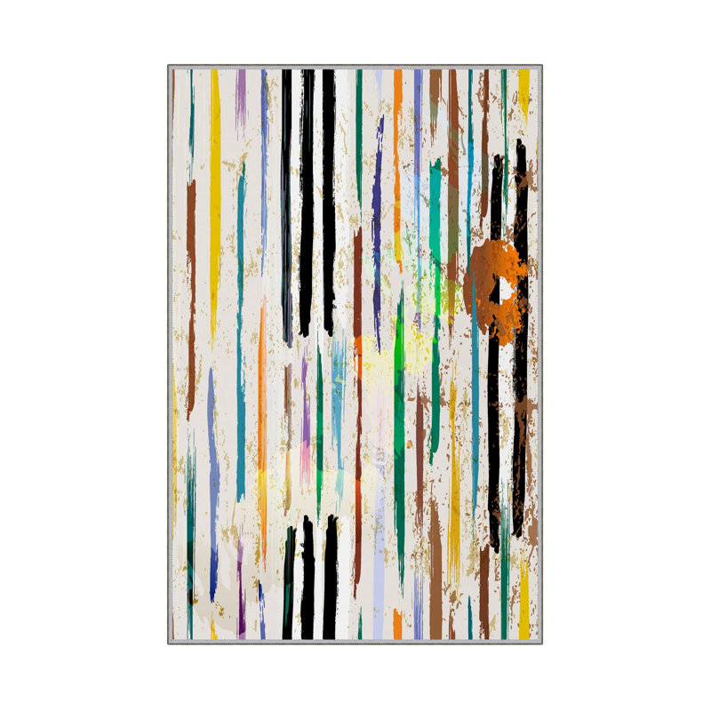 Elegant Hall Carpet, 3D Digital Print Design, 3.9 x 4.9 ft | 100% Polyester, Antibacterial, Non-Slip PVC Dot Underside, Pile Height: 0.04 in, Machine Washable, Perfect for Living Room & Entryway Decor