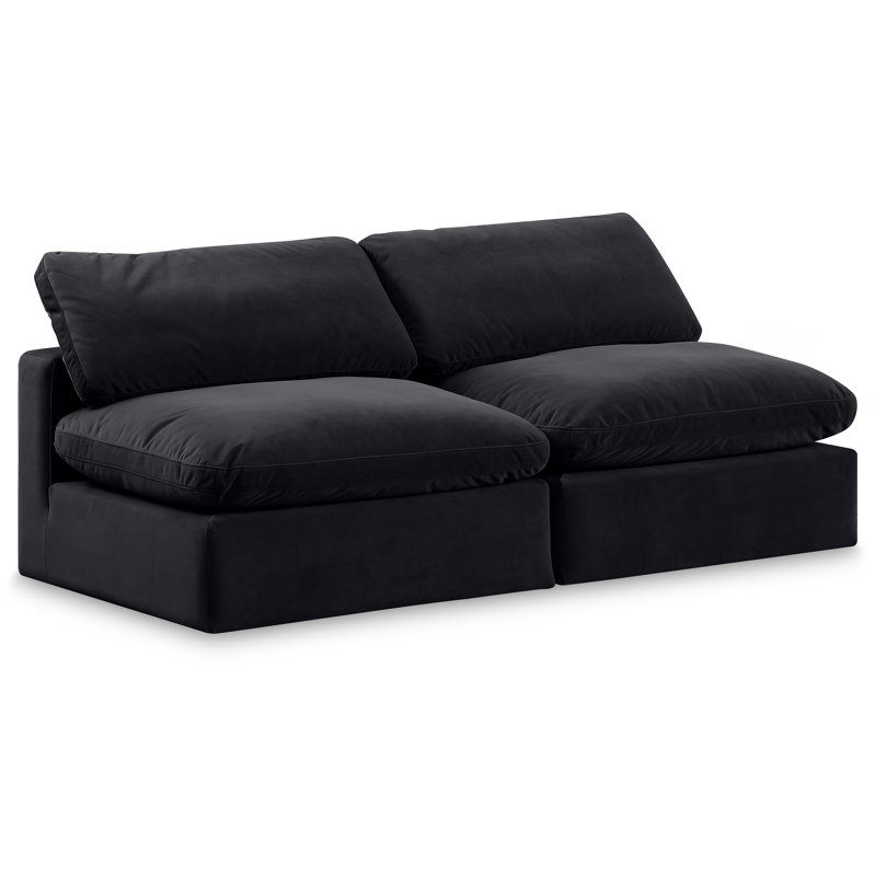 Kiren 78 " Velvet Sofa, Black Velvet