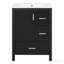 Meuble-lavabo moderne de 24 pouces avec lavabo en céramique, porte à fermeture douce, tablette de porte à double couche et 3 tiroirs-129651441