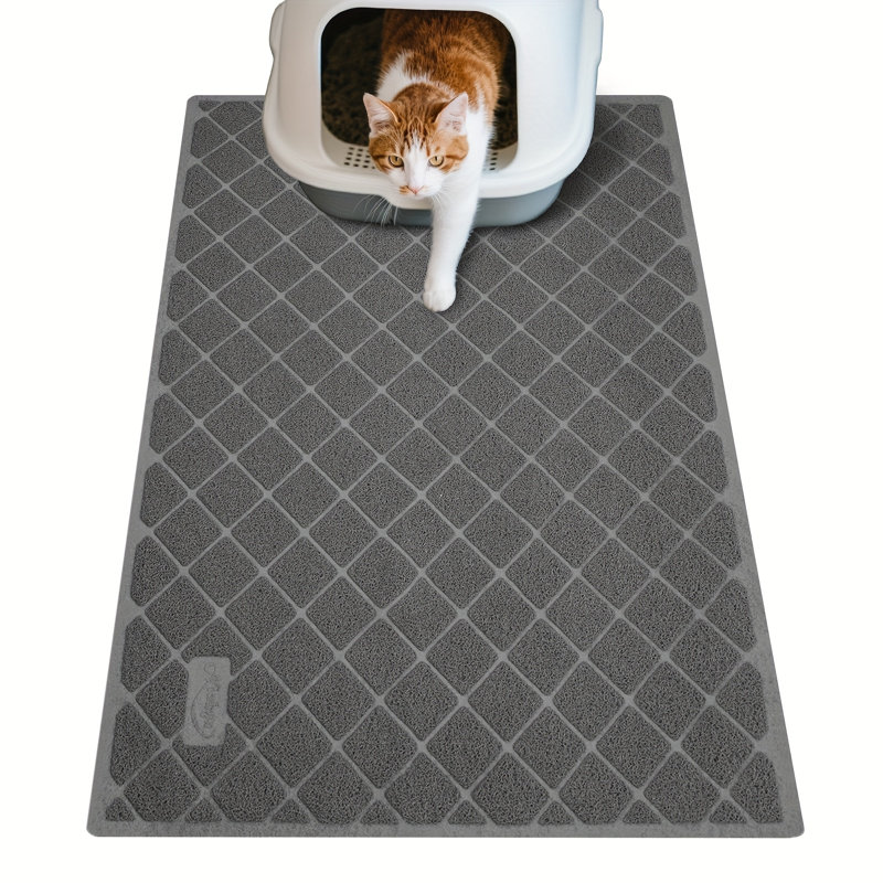 Tapis pour litière pour chat - Nylon texturé, facile à nettoyer, durable, doux pour les pattes et réduisant le gaspillage | Pour les chats d'intérieur et les chatons