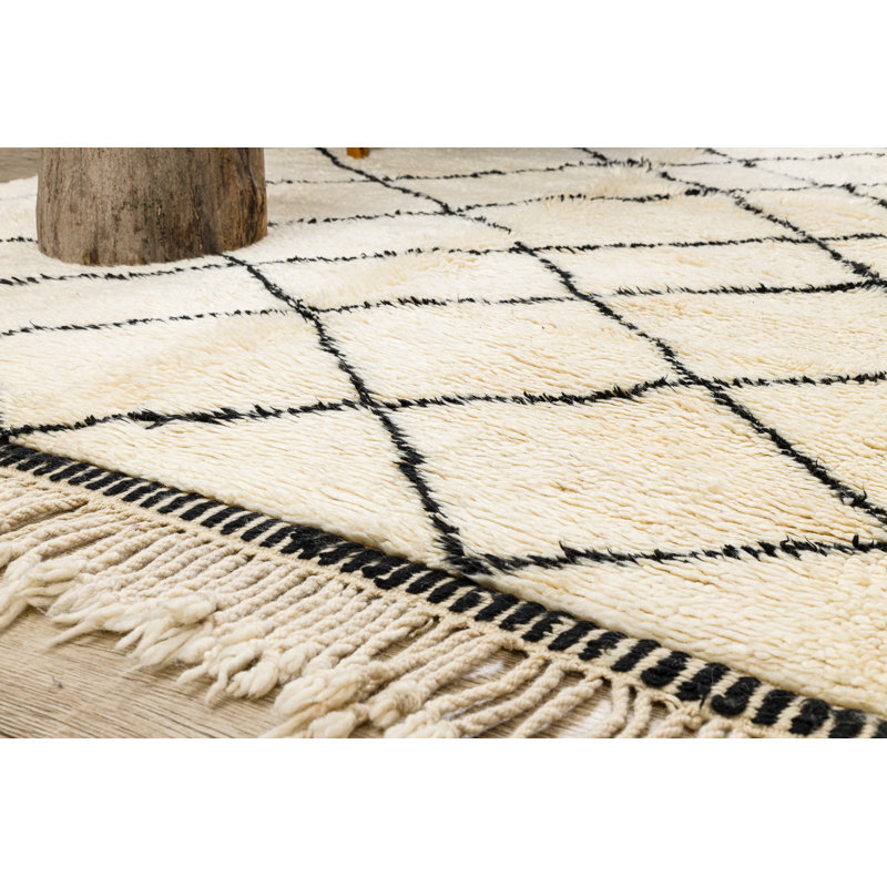 Mohardi Rectangle 170 cm x 245 cm Geometric and Moroccan Wool Hand Loomed Berber