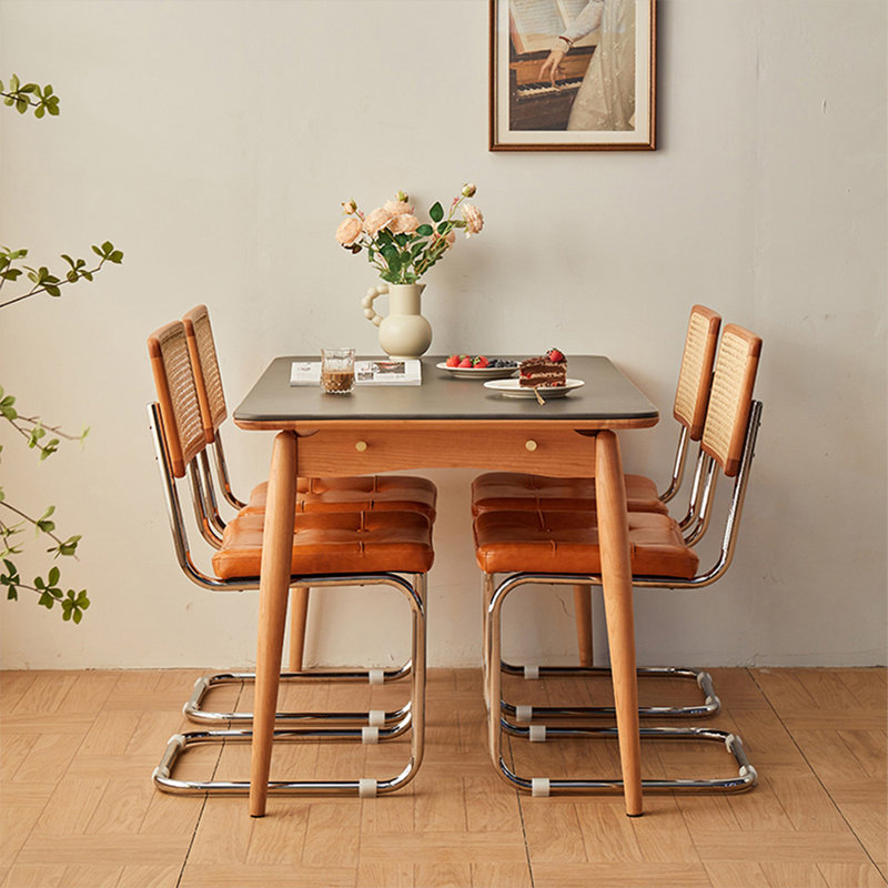 Pierre rectangulaire noire avec table de salle à manger solide pour la salle à manger / cuisine, Noir