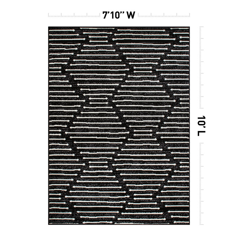 Boho Stripe Design Area Rug, Rectangle 7'10" x 10'
