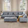 Shaped 6 Seats Modular Sectional Sofa with Storage Seats, Phone Holder and Console Table