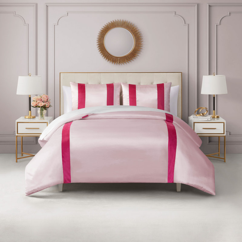 Juicy Couture Velvet Stripe on Duvet Sets with Shams, Queen Duvet Cover/Insert + 2 Standard Pillowcases