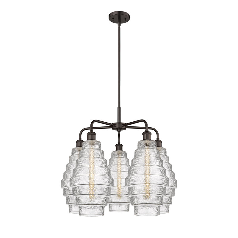 Lustre unique à 5 lumières Bedrie, Fumée, Bronze huilé
