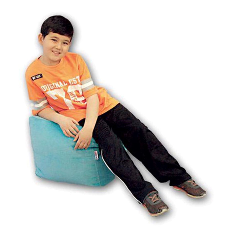 Medium Kids Bean Bag Chair / Cube / Ottoman, Dazzle Blue Polyester