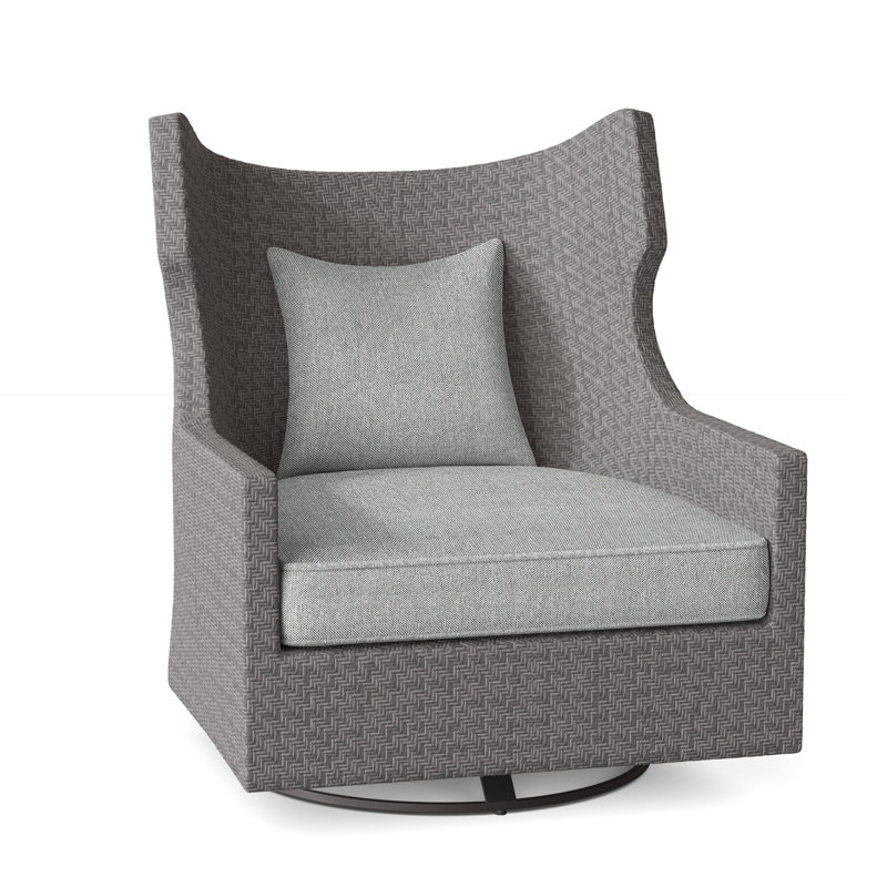 Captiva Swivel Patio Chair with Cushions, Light Grey/Dark Grey Linen 6032-110