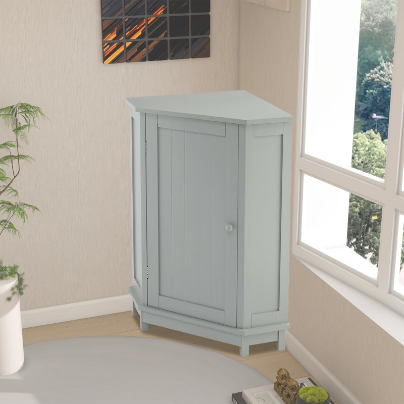 Armoire de coin de rangement de salle de bain 31,2 "H avec tablettes, Gris