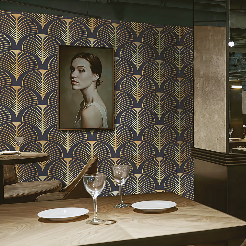 Black and Gold Art Deco Vintage Style Wallpaper