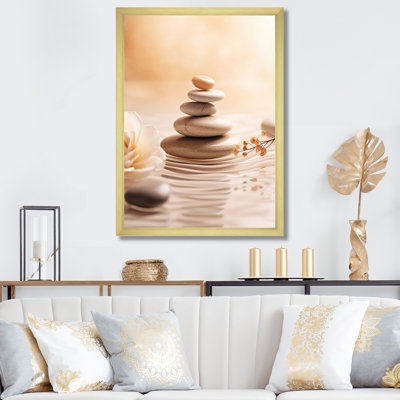 Spa Serenity Zen Stones délicat équilibre Cairn - pierre spirituelle grand art mural