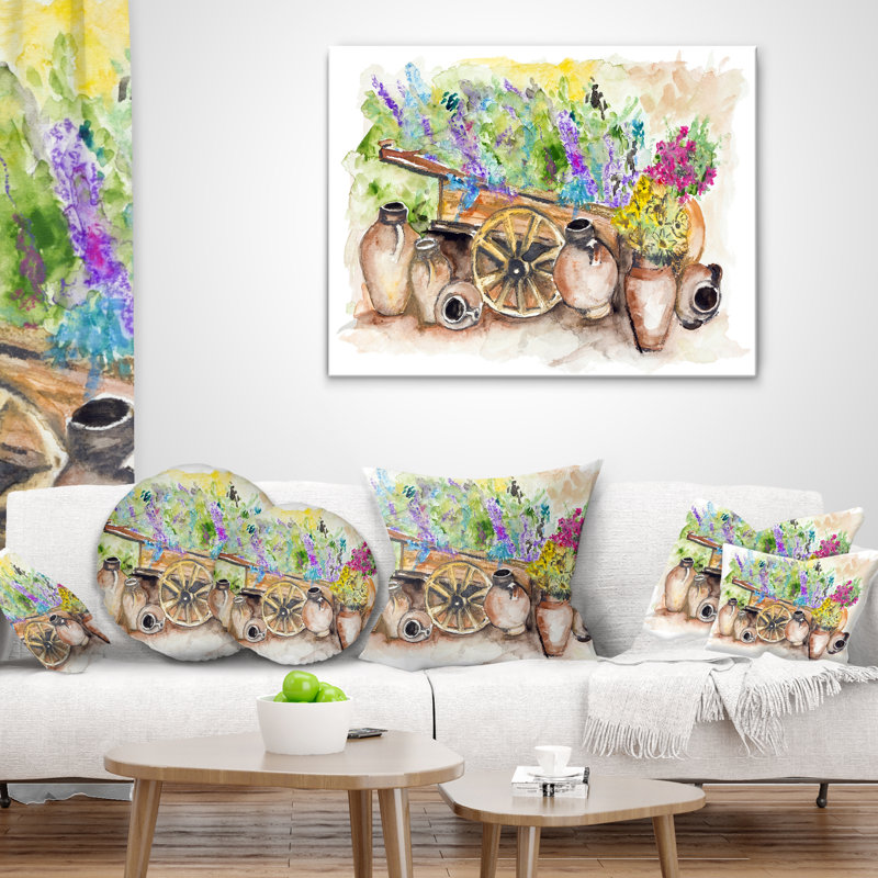 Coussin lombaire floral lavande