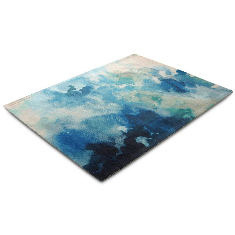 Tapis bleu / rose touffeté Mariam, Rectangle 5 pi x 7 pi