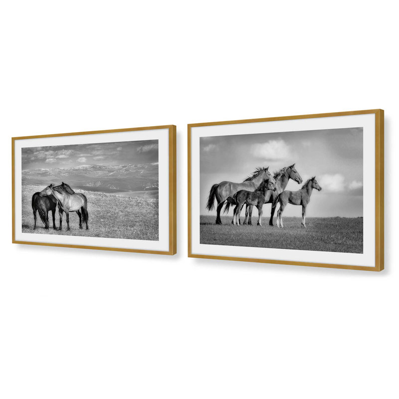 Free Spirits, ensemble de 2 impressions dans un cadre, Cadre doré poli, H 25,5 po x l 73,5 po x P 1,25 po