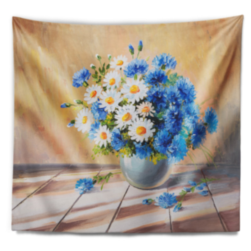 Bouquet sur la tapisserie de table en bois Floral, H 32 po x l 39 po