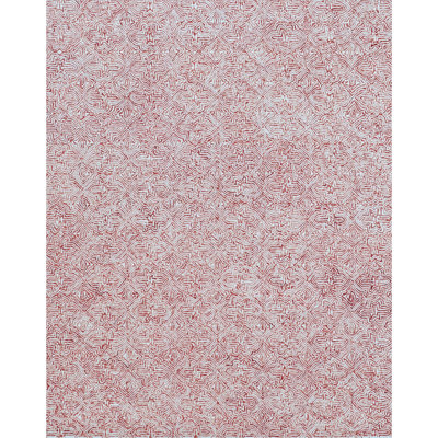 Barranco Geometric Hand Tufted Wool Area Rug in White/Red