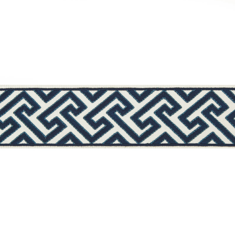 Treillis Passementerie Sanchi Tape 100% Polyester Fabric, Indigo