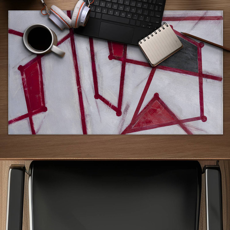 Red outlines shapes - 14.00"x24.25" Desk mat