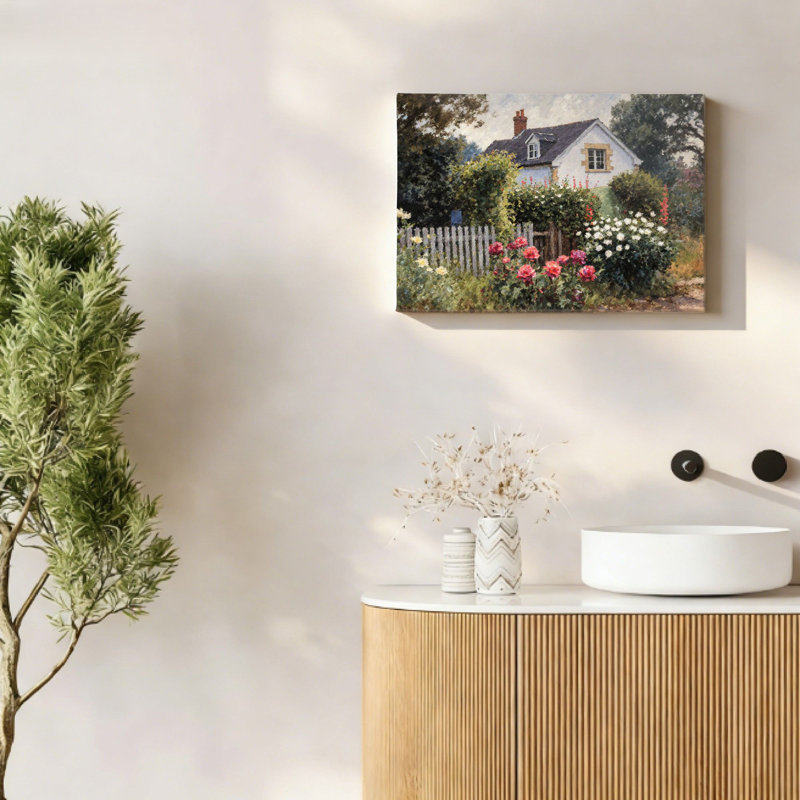 Jardin champêtre, art mural à cadre en bois intégré, 16 L x 20 l
