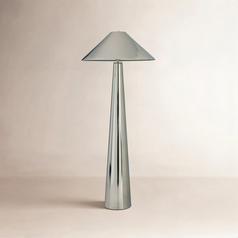 Romani Floor Lamp, Nickel, Nickel, Steel
