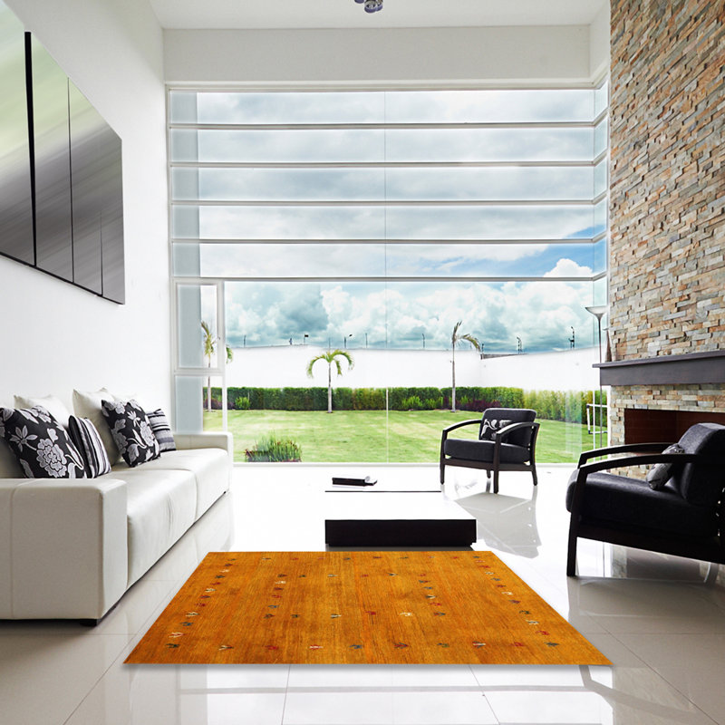 Tapis contemporain jaune, Carré 4 pi