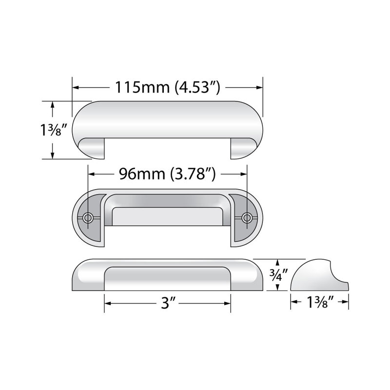 Ensemble de 15 poignées de tiroir et d'armoire en plastique chromé Outwater - 96 mm (3,78 po) d'un centre à l'autre