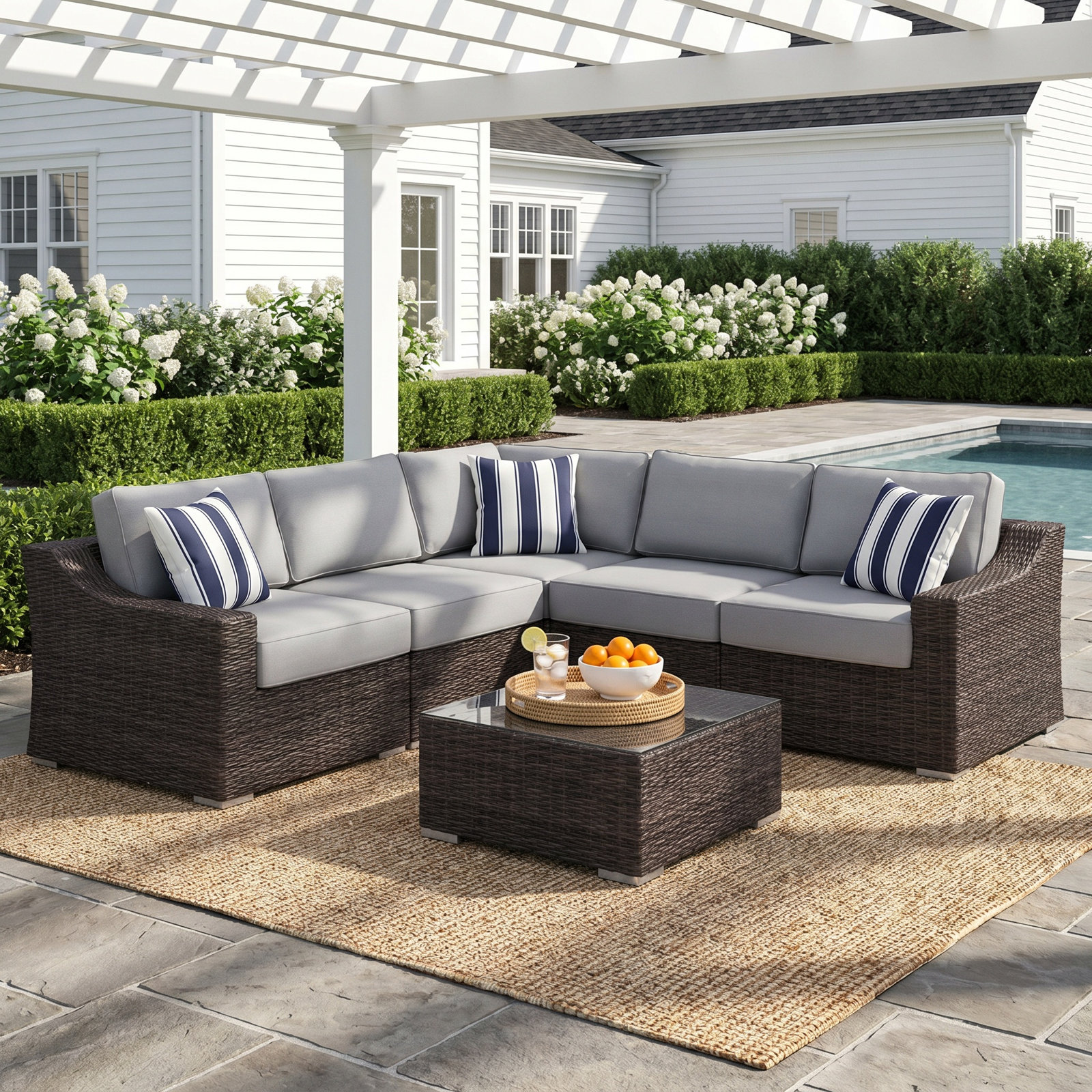 Saffi 6-Person Patio Seating Group, Brown