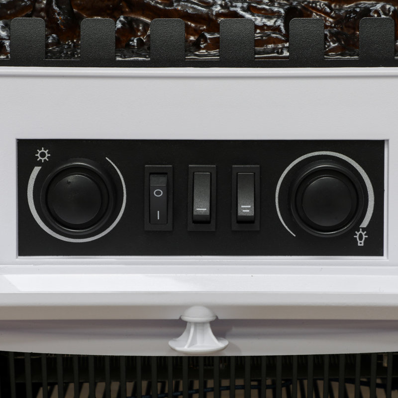 Baty Freestanding Fireplace Flame Effect Electric Heater Log Burning White