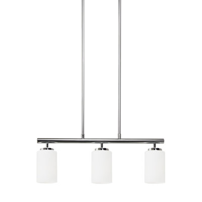 Generation Lighting 3 - Light Kitchen Island Linear Pendant In Chrome