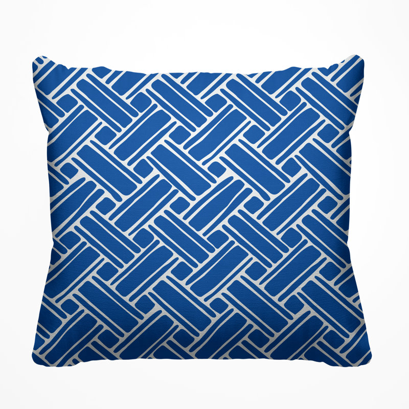 Abstract Outdoor Reversible Throw Pillow, 15H" x 15W", Blue