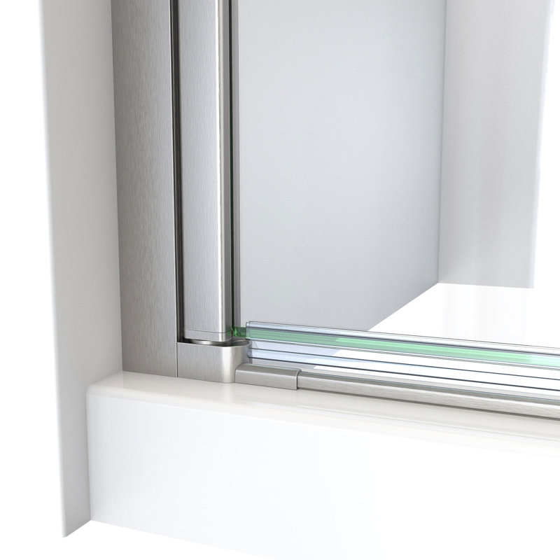 Aqua-Q Fold 36 W X 36 D X 74.75 H Frameless Square Shower Enclosure, Brushed Nickel, Biscuit