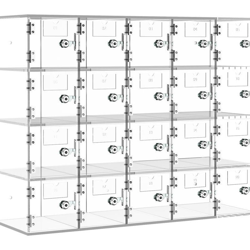 Rangement pour téléphone cellulaire transparent en acrylique à 20 fentes, option murale, serrures et clés indépendantes pour la sécurité au bureau, en classe, dans la salle de sport, rangement sécuritaire