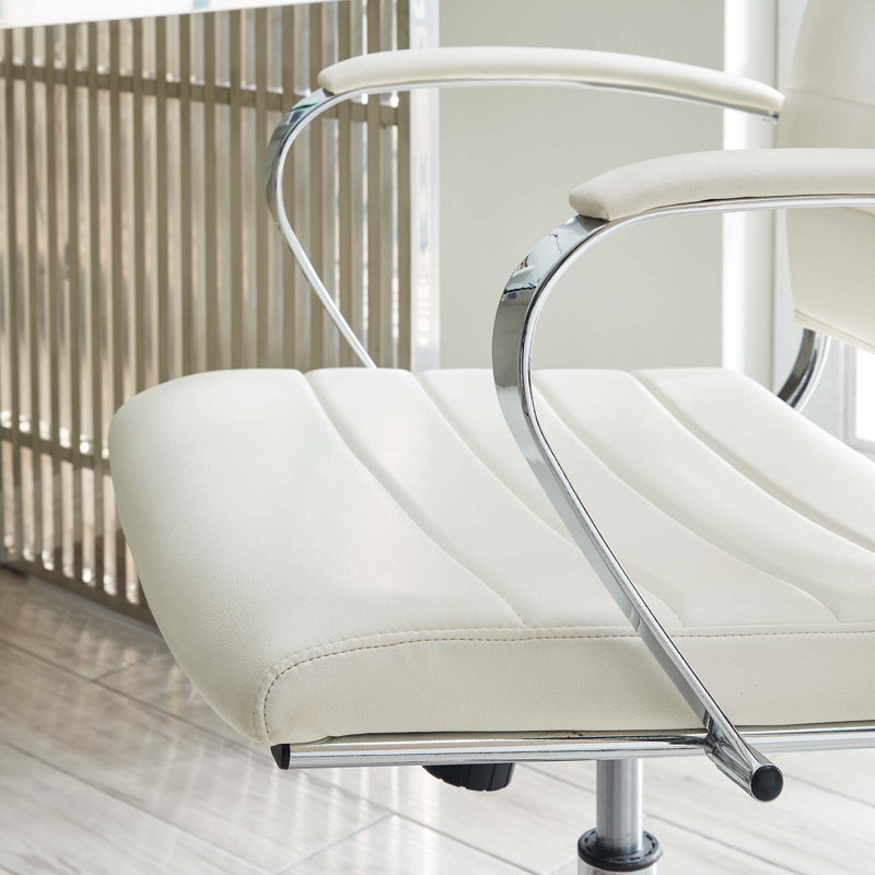 Modway Black Vinyl Jive Ribbed High Back Executive Office Chair, White