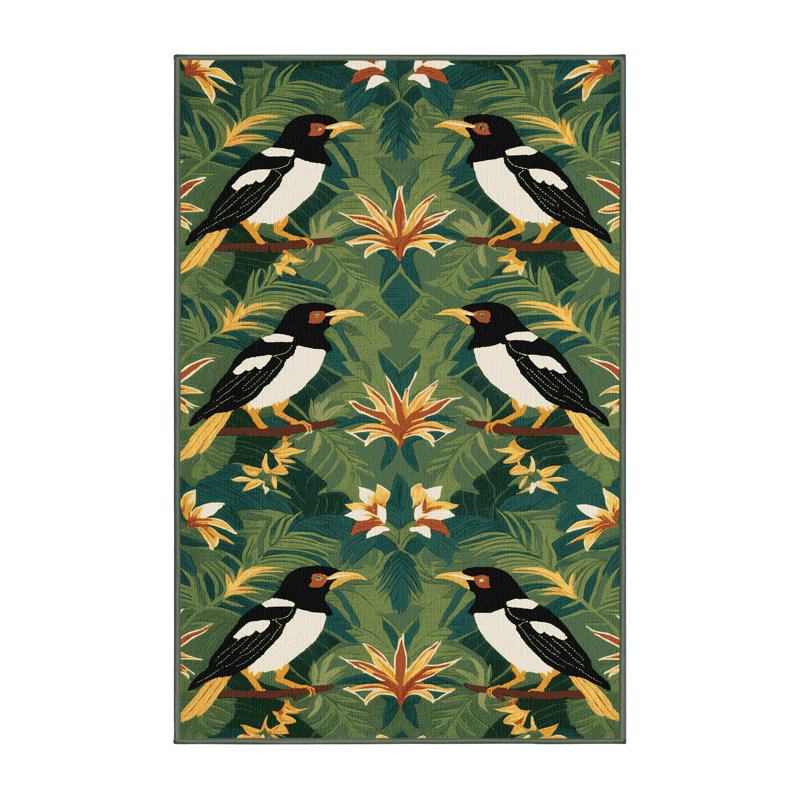  Tapis hawaïen lavable Mynah Birds, Rectangle 7 pi x 9 pi